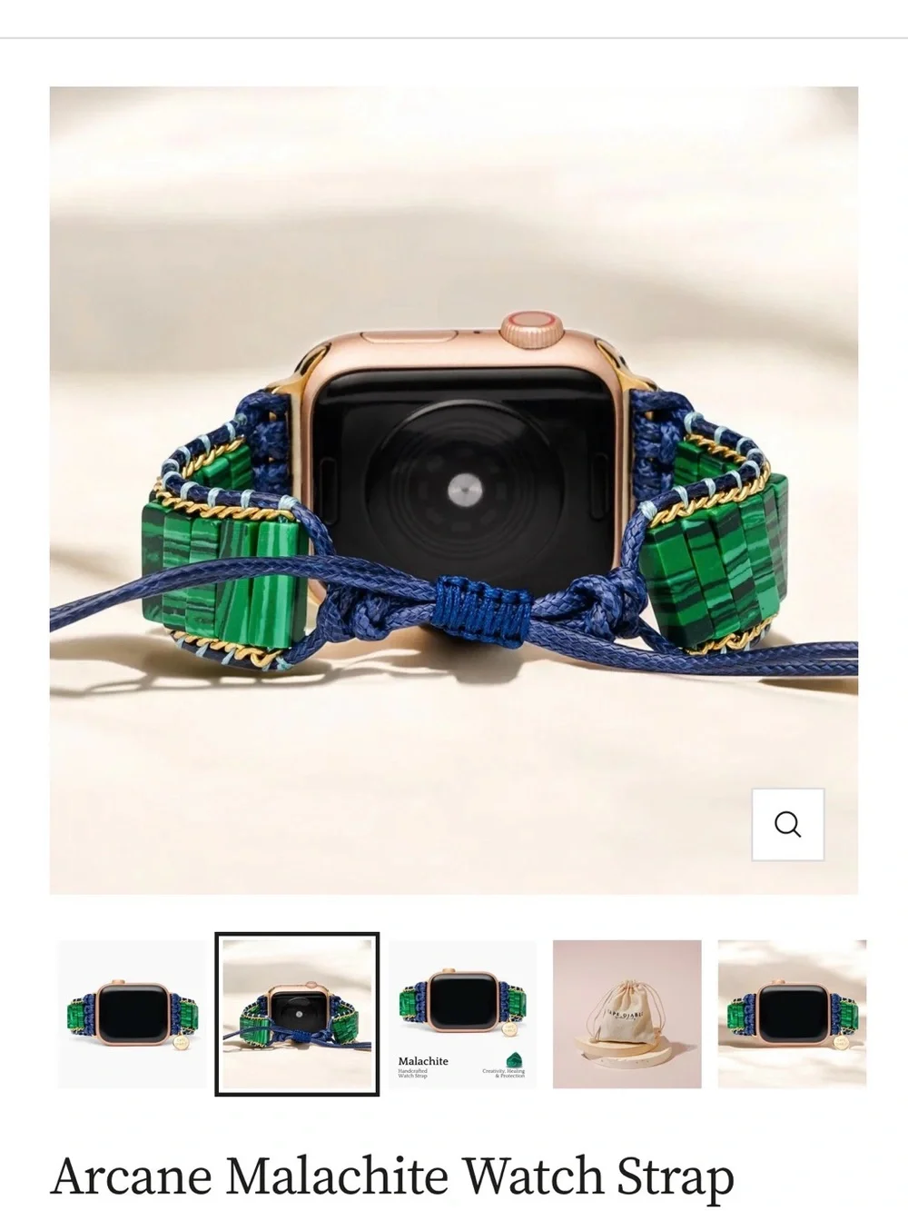 Cape Diablo Green and Navy Beaded Cord Bracelet with Gold Chain Trim